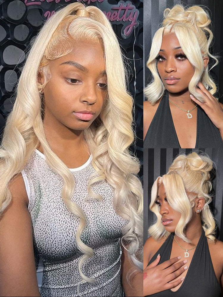 Kisslove Hair 613 Blonde  Invisi-Drawstring 360 Lace Wig Body Wave Glueless Lace Wigs for Women