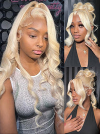 Kisslove Hair 613 Blonde  Invisi-Drawstring 360 Lace Wig Body Wave Glueless Lace Wigs for Women