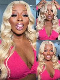 Kisslove Hair 613 Blonde  Invisi-Drawstring 360 Lace Wig Body Wave Glueless Lace Wigs for Women