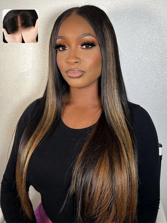 #FB30 Brown Highlights Straight Full 13x4 Lace Frontal Human Hair Wigs