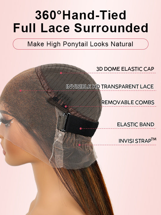 [Flash Sale] Pre Bleached Bye Bye Knots Brown Balayage Highlight Wig Body Wave Lace Frontal Wigs