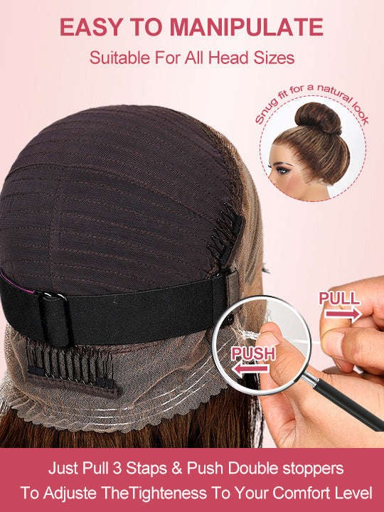 KissLove Honey Blonde Highlights 360 Lace Wig Kinky Straight Hair with Glueless Invisi-Drawstring Cap