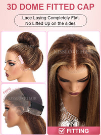 Kisslove Honey Blonde Highlights Kinky Curly Invisi-Drawstring 360 Glueless Lace Wig