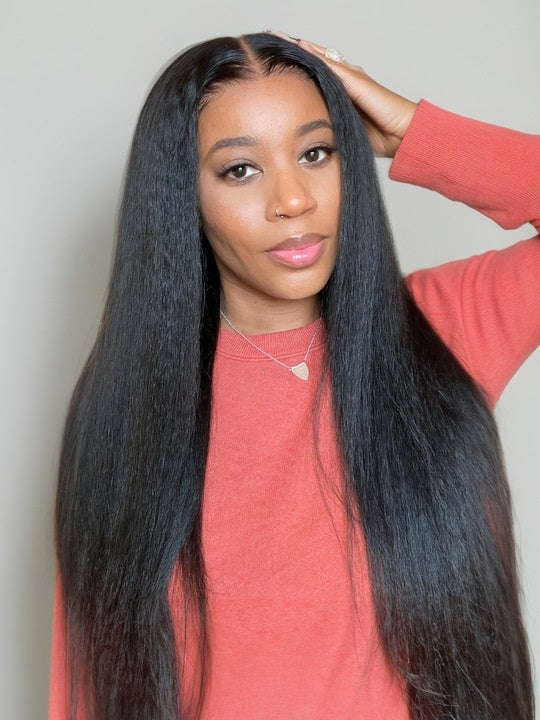Kisslove Light Yaki Straight Hair Invisi-Drawstring 360 Lace Wig Pre-Everything Glueless Wigs