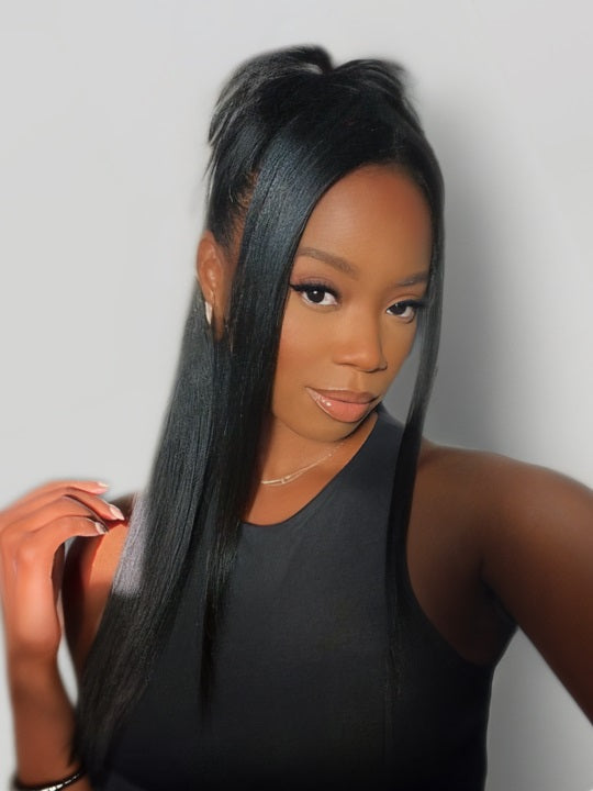 Kisslove Light Yaki Straight Hair Invisi-Drawstring 360 Lace Wig Pre-Everything Glueless Wigs