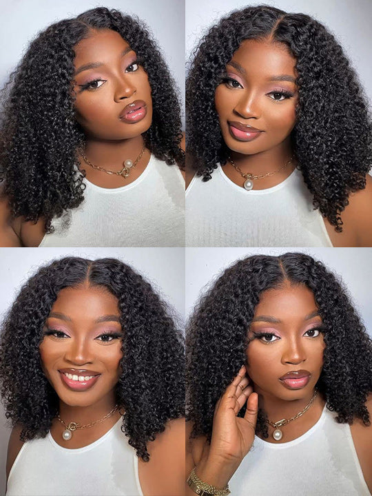 Kisslove Hair Jerry Curly Short Bob Wigs 13x4 HD Lace Front Human Hair Short Bob Wigs