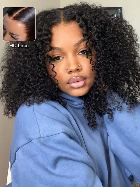 Kisslove Hair Jerry Curly Short Bob Wigs 13x4 HD Lace Front Human Hair Short Bob Wigs