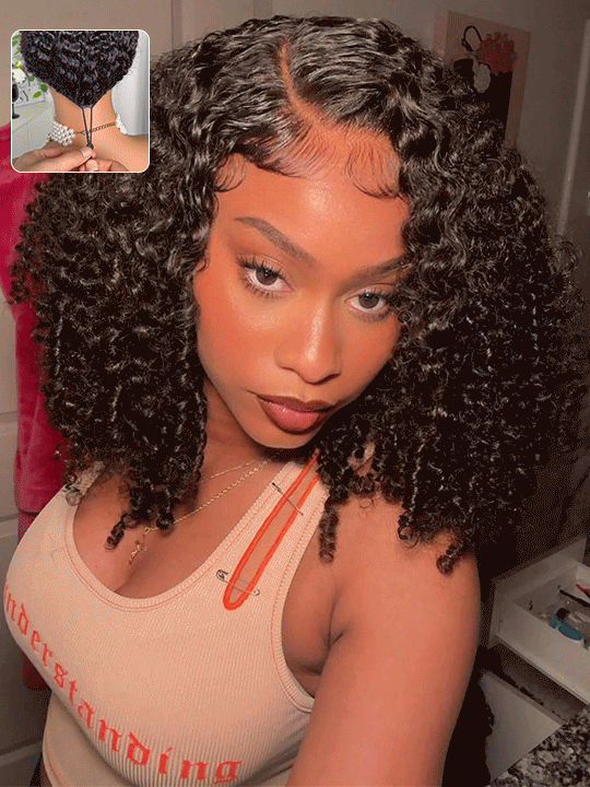 Kisslove Hair Jerry Curly Short Bob Wigs 13x4 HD Lace Front Human Hair Short Bob Wigs