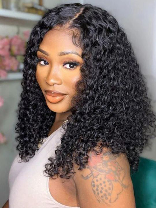 Kisslove Hair Jerry Curly Short Bob Wigs 13x4 HD Lace Front Human Hair Short Bob Wigs