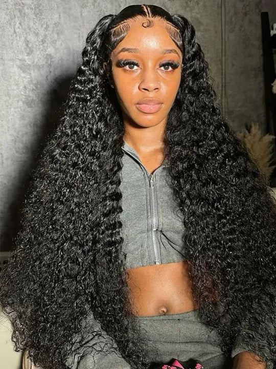 40 Inch Curly Hair 13x6 Full Lace Frontal Wig Pre Plucked Deep Curly Long Wigs for Sale