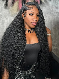 40 Inch Curly Hair 13x6 Full Lace Frontal Wig Pre Plucked Deep Curly Long Wigs for Sale