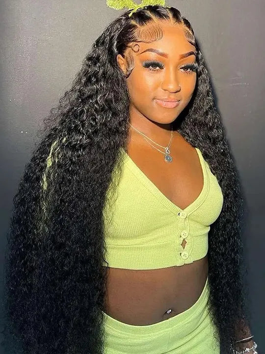 40 Inch Curly Hair 13x6 Full Lace Frontal Wig Pre Plucked Deep Curly Long Wigs for Sale