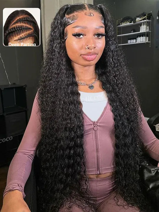 40 Inch Curly Hair 13x6 Full Lace Frontal Wig Pre Plucked Deep Curly Long Wigs for Sale