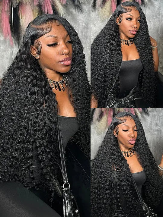 40 Inch Curly Hair 13x6 Full Lace Frontal Wig Pre Plucked Deep Curly Long Wigs for Sale