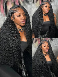 40 Inch Curly Hair 13x6 Full Lace Frontal Wig Pre Plucked Deep Curly Long Wigs for Sale