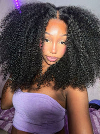 Double Drawn Kinky Curly Glueless 5x5 HD Lace Closure Wig Brazilian Human Hair Wigs