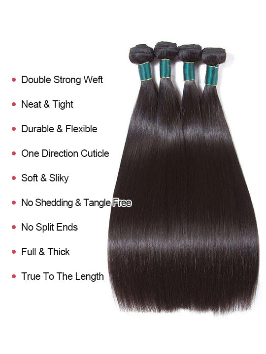 KissLove Grade 10A 1/3/4 Bundles Bone Straight Human Hair Weave Bundles