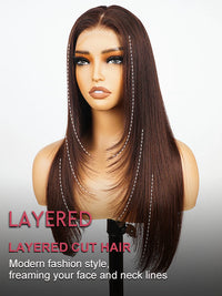 Layered #4 Chocolate Brown Wig Straight Hair 5x5 13x4 Lace Front Wigs Human Hair