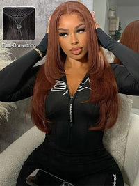 Layered #4 Chocolate Brown Wig Straight Hair 5x5 13x4 Lace Front Wigs Human Hair