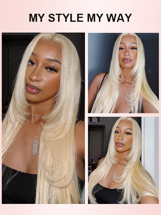 Pre Layered 613 Blonde Wig 13x4 HD Lace Front Human Hair Wigs Brazilian Straight Hair