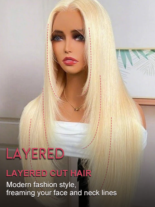 Pre Layered 613 Blonde Wig 13x4 HD Lace Front Human Hair Wigs Brazilian Straight Hair