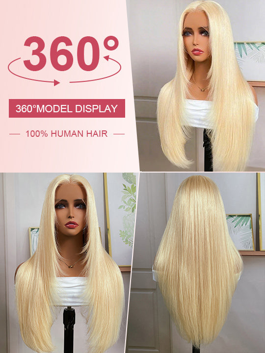 Pre Layered 613 Blonde Wig 13x4 HD Lace Front Human Hair Wigs Brazilian Straight Hair