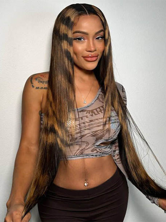 Leopard Print Wig 5x5 HD Lace Wig Straight Hair 30inch 180% Density