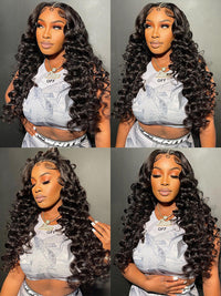 Bleached Knots Loose Deep Wave 13x4 HD Lace Frontal Wigs Crimped Human Hair