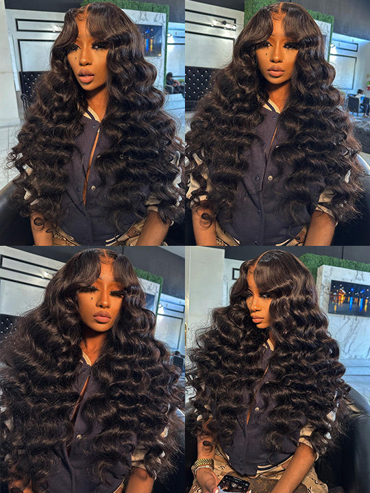 Bleached Knots Loose Deep Wave 13x4 HD Lace Frontal Wigs Crimped Human Hair