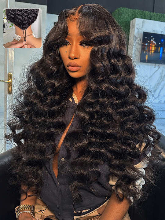 Bleached Knots Loose Deep Wave 13x4 HD Lace Frontal Wigs Crimped Human Hair