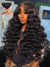 Bleached Knots Loose Deep Wave 13x4 HD Lace Frontal Wigs Crimped Human Hair