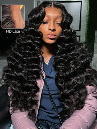 Bleached Knots Loose Deep Wave 13x4 HD Lace Frontal Wigs Crimped Human Hair