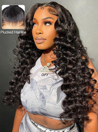 Bleached Knots Loose Deep Wave 13x4 HD Lace Frontal Wigs Crimped Human Hair