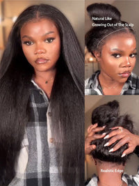 Kisslove Newborn Hairline Kinky Straight Hair Invisi-Drawstring 360 Lace Wig Pre Everything Glueless Wigs