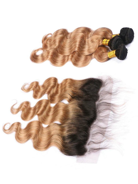 Ombre Blonde Bundles With 5x5 13x4 Lace Frontal Closure Body Wave Human Hair