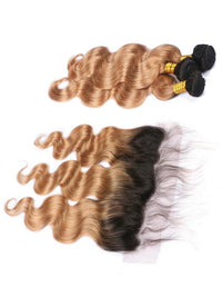 Ombre Blonde Bundles With 5x5 13x4 Lace Frontal Closure Body Wave Human Hair