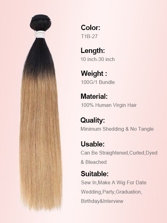 Ombre Blonde Bundles With 5x5 13x4 Lace Frontal Closure Straight Human Hair