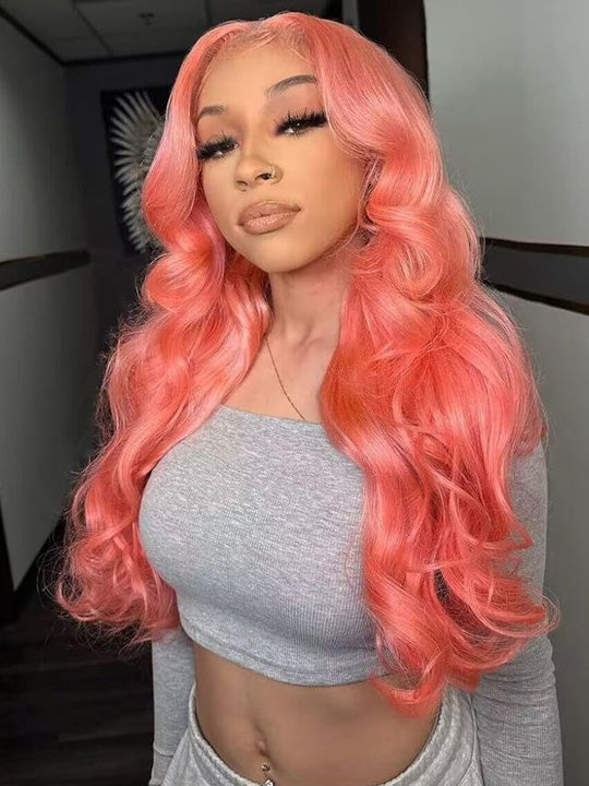 Barbie Pink Color Wig Pre Plucked 3D Body Wave 13x4 Lace Front Human Hair Wigs