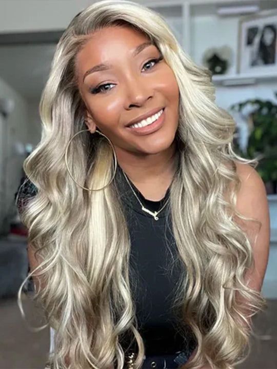 Kisslove Hair Blonde Balayage On Brown Hair 3D Body Wave 13x6 Lace Front Human Hair Wigs