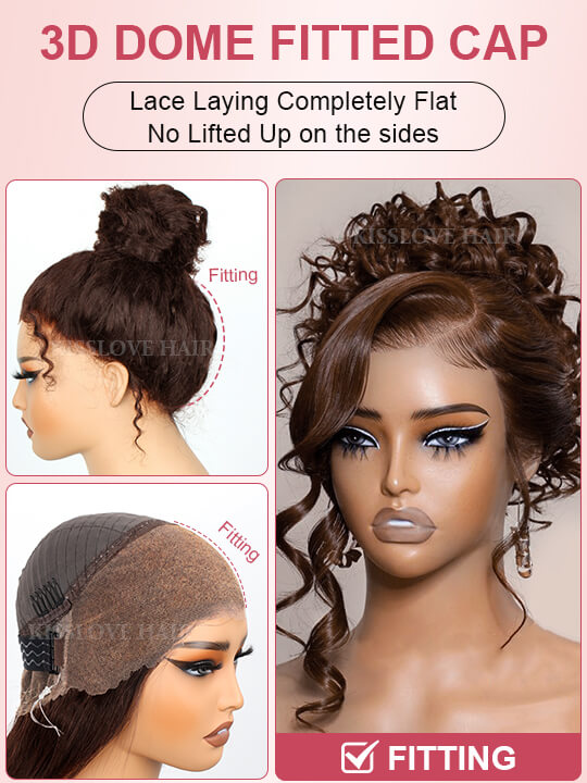 Kisslove Pre-Everything Chocolate Brown 360 Lace Wig Glueless Water Wave Human Hair Wigs