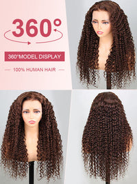 #4 Chocolate Brown Wig Deep Wave 4x4 13x4 Lace Front Human Hair Wigs