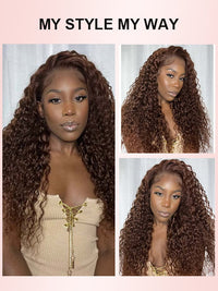 #4 Chocolate Brown Wig Deep Wave 4x4 13x4 Lace Front Human Hair Wigs