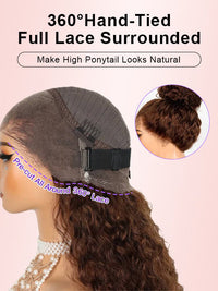 Kisslove Pre-Everything Chocolate Brown 360 Lace Wig Glueless Water Wave Human Hair Wigs