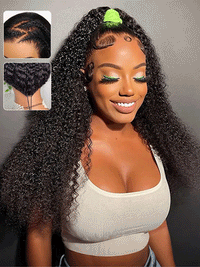 Kinky Curly Hair 13x6 Lace Frontal Wig Pull Go Drawstring Transparent Lace Frontal Wigs