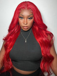 Red Wig Dyed From 613 Blonde Hair 13x4 HD Lace Front Human Hair Wigs 180% Density