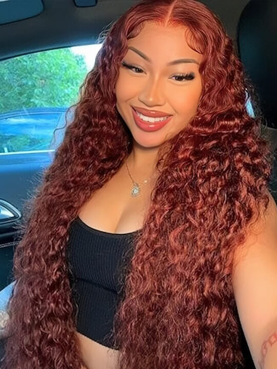 #33 Reddish Brown Bleached Knots 360 Lace Frontal Wig Deep Wave Human Hair Wigs