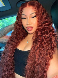 #33 Reddish Brown Bleached Knots 360 Lace Frontal Wig Deep Wave Human Hair Wigs