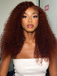 Pre Cut Reddish Brown Curly Hair 5x5 13x4 Lace Front Wig Red Brown Color Human Hair Wigs