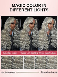 Kisslove Silver Grey 3D Body Wave Pre-Everything 360 Lace Frontal Wig With Invisi-Drawstring Cap