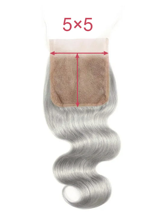 Silver Grey Bundles With 5x5 13x4 Lace Frontal Closure Body Wave Human Hair